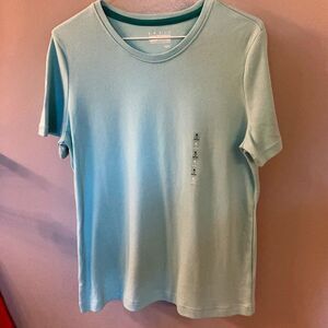NWT Basic Edition Womens Relaxed Fit Crew Neck Tee Blue Size Medium